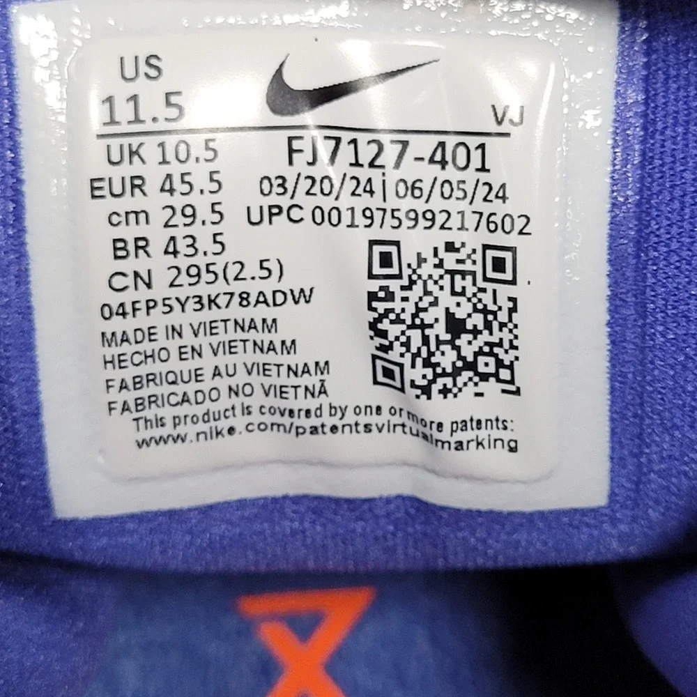 Nike Free Metcon 6 Mens Training Shoes Blue Orange FJ7127-401 Size 11.5
